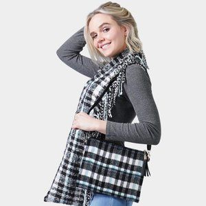 Black  Plaid Check Crossbody / Clutch Bag